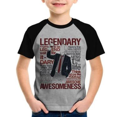 Imagem de Camiseta Raglan Infantil Legendary Awesomeness - Foca na Moda, Cinza, 