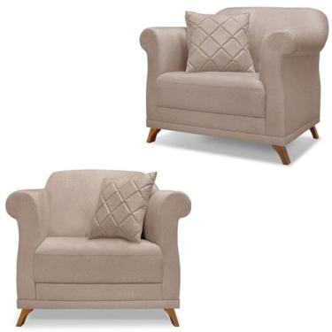 Imagem de Kit 2 Poltronas Decorativas Retro Polo Linho Areia Ezz - Milani Store,