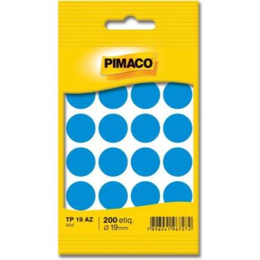 Imagem de Etiqueta Redonda TP-19 Azul 19MM - Pacote com 200 Unidades - Pimaco