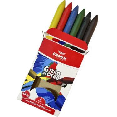 Imagem de Giz de Cera Gizão 06 Cores 60G - Pacote com 06 Unidades - Famix