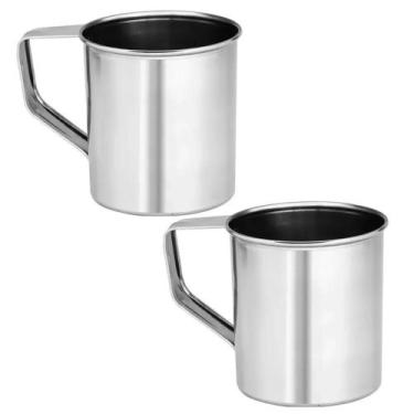 Imagem de Kit 2 Canecas Inox 300Ml Resistente Escola Creche Água Café - Class Ho