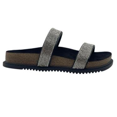 Imagem de Sandália Feminina Rasteira Slide Strass Beira Rio 8523.106.27881, Pret