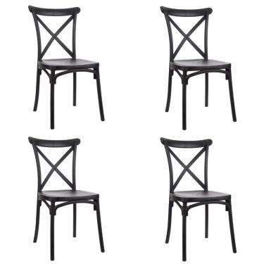 Imagem de Kit 4 Cadeiras Katrina Preta De Jantar De Polipropileno E Fibra De Vidro