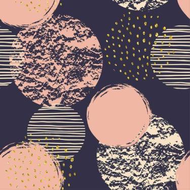 Imagem de Papel De Parede Círculos Texturizados Laranjas - 1,5x0,5m - DEKAL DECO