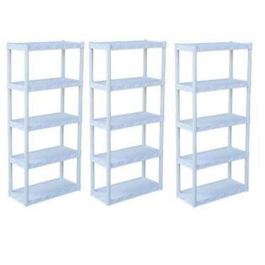 Imagem de kit 3 estantes branca com 5 prateleiras  - agraplast, Branca