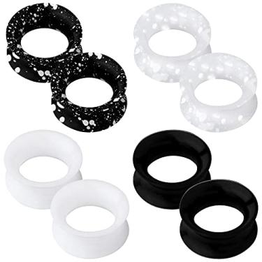 Imagem de OUFER Alargadores de orelha flexíveis de silicone, alargadores de alargadores de orelha com alargador duplo, alargadores de orelha de carne, joia para mulheres e homens, Metal, Zircônia cúbica