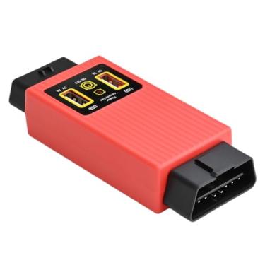 Imagem de iKKEGOL Adaptador conversor divisor de cabo OBD2 OBDII completo de 16 pinos, 1 macho para 1 fêmea OBD com 2 portas USB de carregamento para extensor de diagnóstico (vermelho)