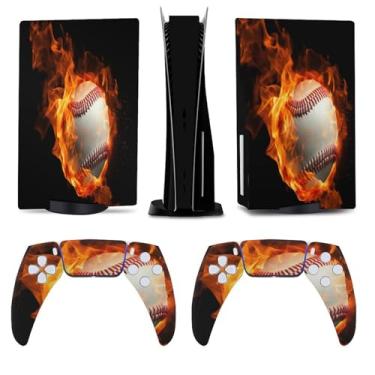 Imagem de Buyidec Baseball on Fire para PS5 Skin Console e Controlador Acessórios Capas Anime Vinil Capa Adesivo Conjunto Completo para Playstation5 Disc Edition