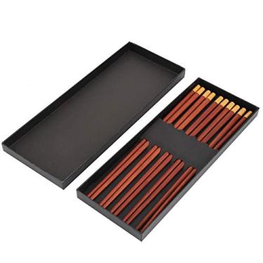 Imagem de Conjunto de Pauzinhos de Madeira de Asa de Frango de Akozon Com Personagem Fu de Cobre e Rack de Madeira - 5 Pares Caixa de Presente de Luxo Inacabada (Akozonih2u7vzxca-12)