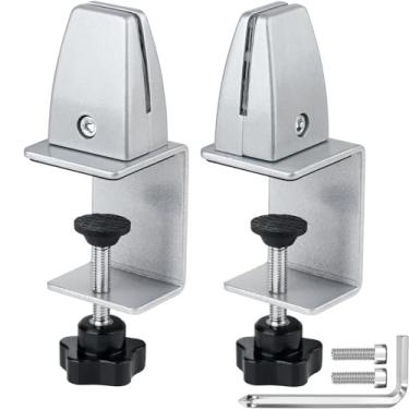 Imagem de 2 pacotes de suporte de proteção contra espirros, braçadeira de divisória ajustável de alumínio, suporte de divisor de mesa de acrílico, braçadeira de proteção de mesa painel de privacidade para