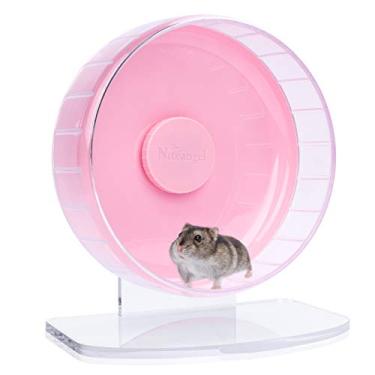 Imagem de Rodas de exercício de hamster super silenciosas da Niteangel: – Rodas de corrida silenciosas com suporte ajustável para hamsters gérbils ou outros animais pequenos (P, rosa)