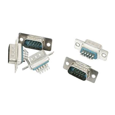 Imagem de uxcell 5 peças de solda 3 fileiras DB15 conector macho 15 pinos D-Sub conectores adaptadores VGA