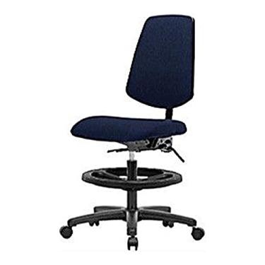 Imagem de Thomas 1163H28 Cadeira de tecido de altura média com encosto médio e inclinação, base de nylon, braços ajustáveis, anel de pé cromado, desliza, azul marinho