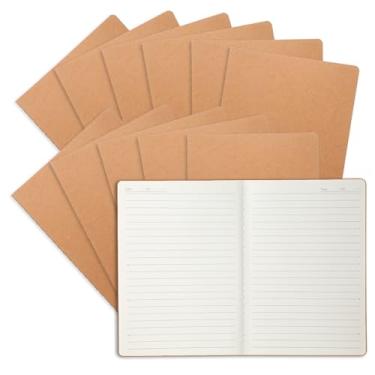 Imagem de miikoul 12 cadernos Kraft forrados, diários de viagem A5 a granel, 80 GMS, 14 x 21 cm, 60 páginas/30 folhas, cadernos pautados para adultos, crianças, estudantes, escola, escritório, viajante