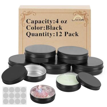 Imagem de LIYAR Latas de 113 g com tampas, pacote com 12 latas redondas de 113 g, latas de alumínio para pomada, latas de metal com tampas, recipientes recarregáveis de 113 g Versatilidade de 113 g para