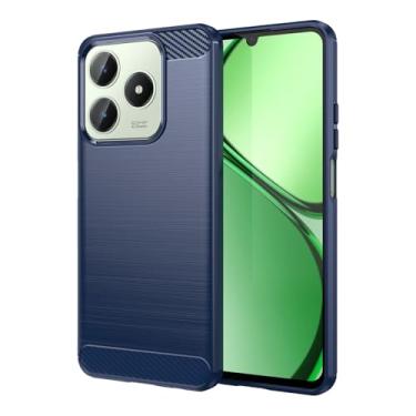 Imagem de Vavies Capa para Realme C63 4G/C61/para Realme Note 60/para Realme Narzo N63/C65S/para Realme Narzo N61 Capa de Fibra de Carbono Slim TPU Capa Protetora à Prova de Choque para Realme C63 4G Azul