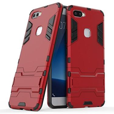 Imagem de MaiJin Capa para VIVO X20 Plus (16.3 cm) 2 em 1 à prova de choque com recurso de suporte, capa protetora híbrida de camada dupla Armor Defender (vermelha)