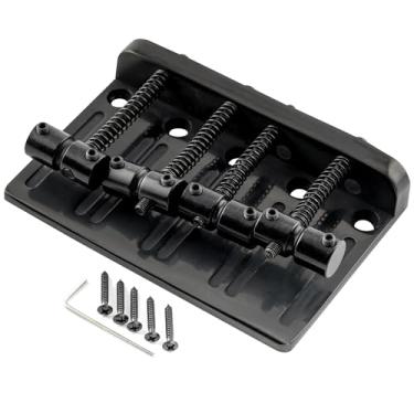 Imagem de Musiclily Pro 19mm Heavy Duty Ponte Baixo 4 Cordas Vintage Bronze Carrinhos para Precision/Jazz Bass, Preta