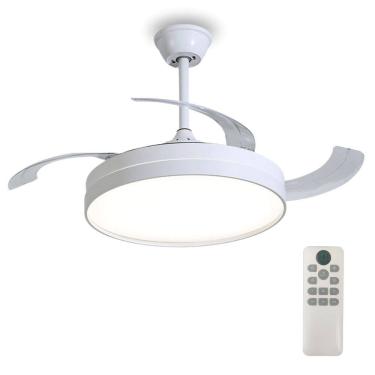 Imagem de Ventilador Lampada de Teto Grande Led 3 em 1 Retratil Lustre Ajustavel Controle Sala Casa Quarto Escritorio Recepçao Silencioso Potente