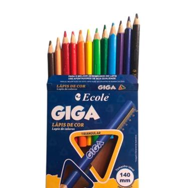 Imagem de Caixa De Lápis 12 Cores Giga Triangular Escole