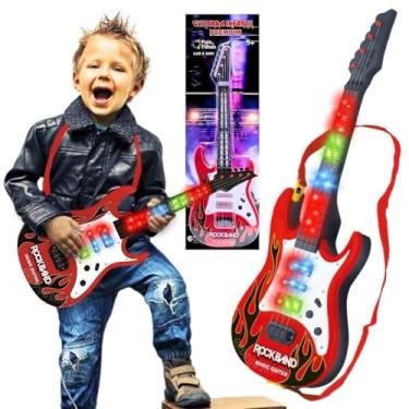 Imagem de Guitarra de Brinquedo infantil eletrônica baixo com luzes led e som fantasia de rock cosplay brinquedos instrumentos musicais presente criança menino 8 anos menina dia das crianças