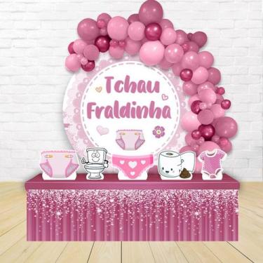 Imagem de kit festa painel redondoDecoração Tchau Fraldinha Rosa 1,50 Diâmetro -