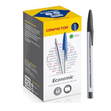 Imagem de Caneta Esferográfica Economic Preta Compactor - Caixa com 50 unidades