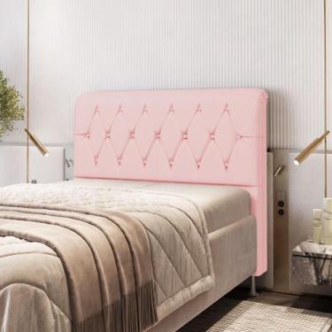 Imagem de Cabeceira Sirus 195 Premium Couro Artificial Aradecor, Rosa Bebê, KING