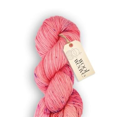 Imagem de Woolweave Fio de peso para dedos – Fio de meia rosa tingido à mão, 75% lã de merino extrafina e 25% poliamida, 100 g de novelo, 438 jardas - leve, macio e durável