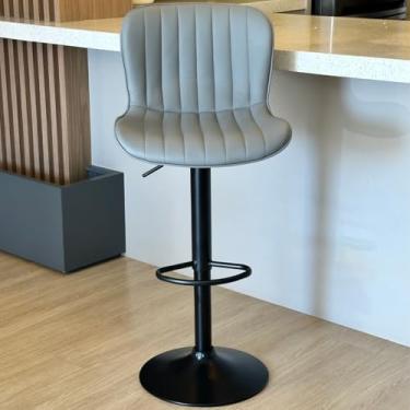 Imagem de Banqueta Giratória Alta Cozinha Americana Encosto Bancada (Cinza Clara)