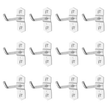 Imagem de Garneck 12 peças de ganchos resistentes para placa Loc Board Square Peg Board Tool Organization Hooks L Style Metal Screw Hook Pegboard Accessory Hooks Hanging