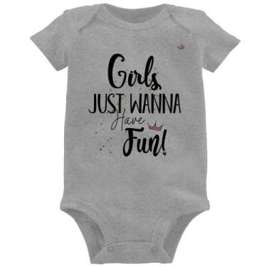 Imagem de Body Bebê Girls just wanna have fun! - Foca na Moda, Cinza, G