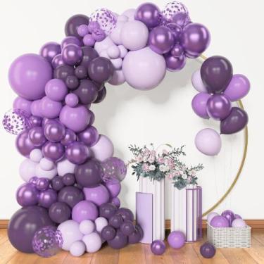 Imagem de Kit Arco de Balões Amandir Purple - 153 Unidades (18, 12, 10 e 5 Poleg