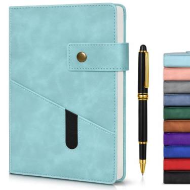 Imagem de Caderno Diário Forrado A5 - Couro Azul Claro - 200 Páginas