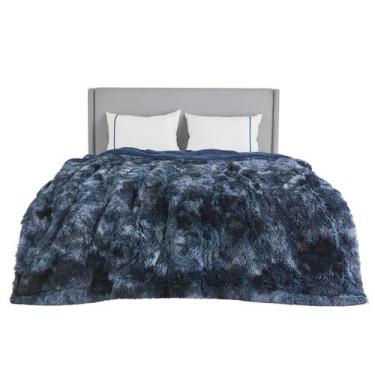 Imagem de Cobertor Bedsure King Size Tie Dye Azul Marinho - Super Macio e Acolhe