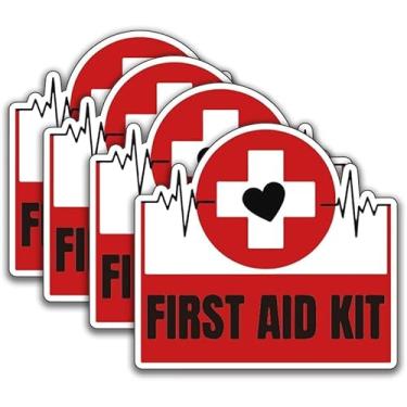 Imagem de Adesivos fofos de primeiros socorros para crianças (conjunto de 4) - 10 cm, adesivo forte, durável e à prova d'água - perfeito para kits de primeiros socorros, suprimentos de emergência e alertas