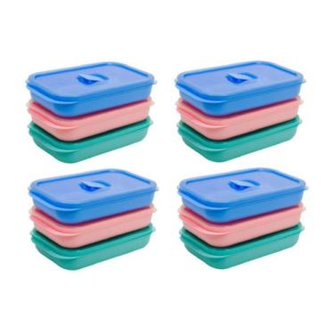 Imagem de Kit 12 Potes Hermético Dup Marmita Tampa Com Válvula 1 Litro