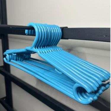 Imagem de Cabides Infantil Bebê Baby Reforçado Azul Plástico Cruzeta Roupa Resis