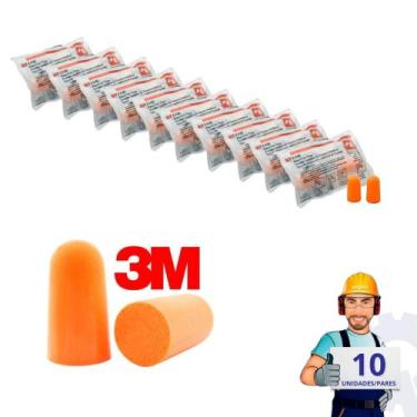Imagem de Kit 10 Pares Protetor Auricular 3M Espuma Protetor Ouvidos Abafador