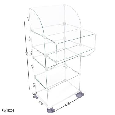 Imagem de Balcão De Vidro Caixa c/ Mdf Branco 0,50 X 1,40 X 0,30