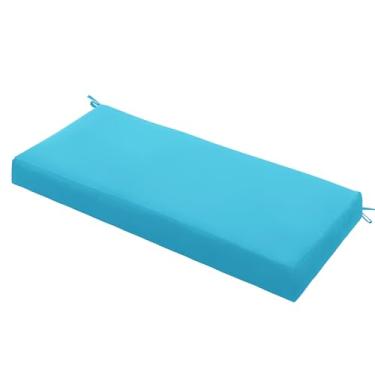 Imagem de Almofada de banco externa impermeável 150 x 45 cm – Almofada de móveis de pátio resistente ao desbotamento com laços para sofá, balanço de varanda ou substituição de banco interno, azul-petróleo