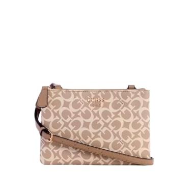 Imagem de GUESS Bolsa tiracolo feminina com logotipo Akir Triple Compartment Factory, Caramel