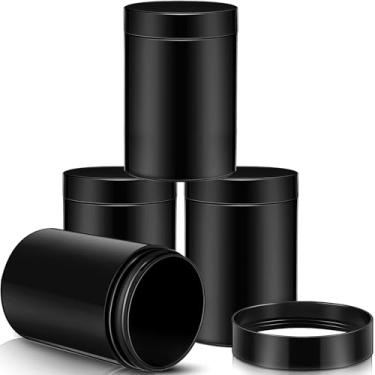 Imagem de Patelai 4 frascos redondos de plástico à prova de vazamento de boca larga com tampas para armazenamento de viagem, maquiagem, produtos de beleza, cremes faciais, óleos, pomadas, pomadas, faça você