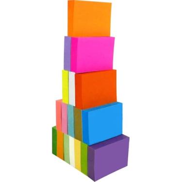 Imagem de 4A Notas adesivas, 3,5 x 4,5 cm, tamanho pequeno, adesivo no lado mais longo, neon sortidas, notas autoadesivas, 18 cores, 100 folhas/bloco, 18 blocos/pacote, 4A 354818