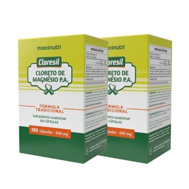 Imagem de Kit 2 Cloresil Cloreto Magnésio 500mg 100 Cápsulas Maxinutri-Unissex
