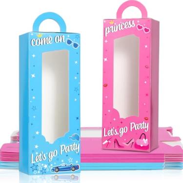 Imagem de 24 Pcs Hot Pink Girl Party Boxes Pink and Blue Doll Party Gift Goodie Boxes Princess Party Candy Treat Boxes Blue Birthday Let's Go Bachelorette Party Decor for Girl Birthday Bridal Shower Party