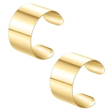 Imagem de FIRAZIO Pulseira feminina de 2 a 8 peças, de arame aberto e largo, pulseira de ouro ajustável, Large, Metal, Sem Pedra Preciosa