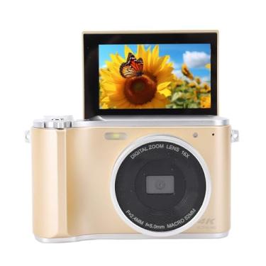 Imagem de Câmera Digital de 64MP, Câmera de Fotografia Em 4K Com Tela Flip de 3 Polegadas, Foco Automático, Zoom Anti Shake 16x, Luz de Enchimento, para Iniciantes de Viagem para (Ouro)