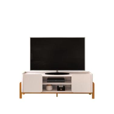 Imagem de Rack Bancada Sala Estar TV Até 65 Polegadas 2 Portas 5 Pés de Madeira 