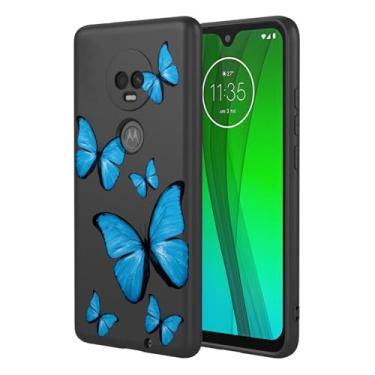 Imagem de KOARWVC Capa de telefone para Moto G7 Plus, capa para Moto G7, T-MobileRevvlry+ XT1965 XT1962 design bonito padrão de borboleta fina protetora macia TPU bumper capa de telefone para Motorola G7 Black